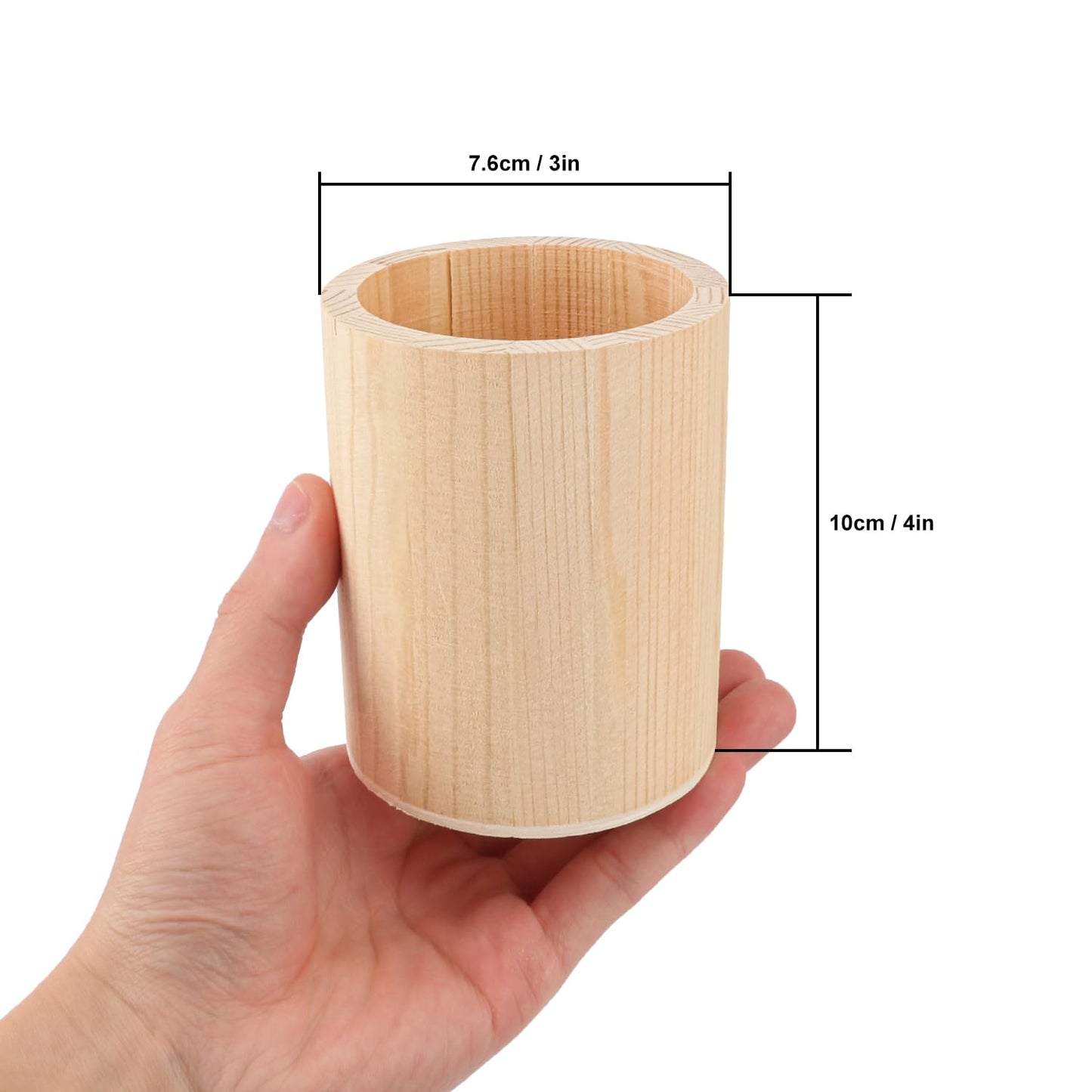 IHDYPPEW 18 Pack Round Unfinished Wooden Pencil Holder, 3 x 3 x 4 Inch Wood Pencil Cup Holder, Wood Crafts Pencil Cup for Desk, Office, DIY Project