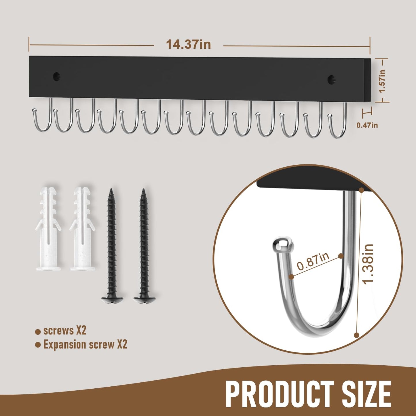 ASZUNE 4Pack Necklace Holder Wall Mounted Bulk Jewelry Organizer Wooden With 56 Hooks, Hanging Earring & Ring Bracelet Storage, Decorative Space-Saving Jewelry Display Black