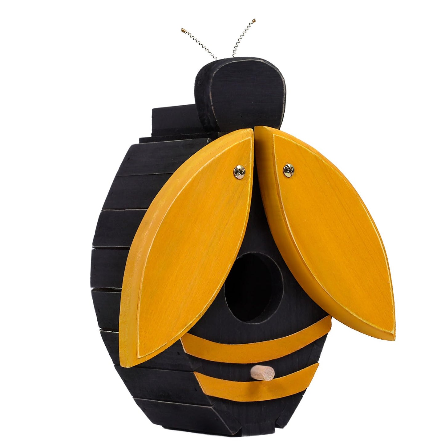 NATUREYLWL Bird Houses for Outside, Bee-Shaped Birdhouse Attracts Wild Birds (Bluebirds, Finches, Cardinals), Durable Wood Bird House with 4 cm Entrance Hole,Unique Garden Decor,Weather-Resistant