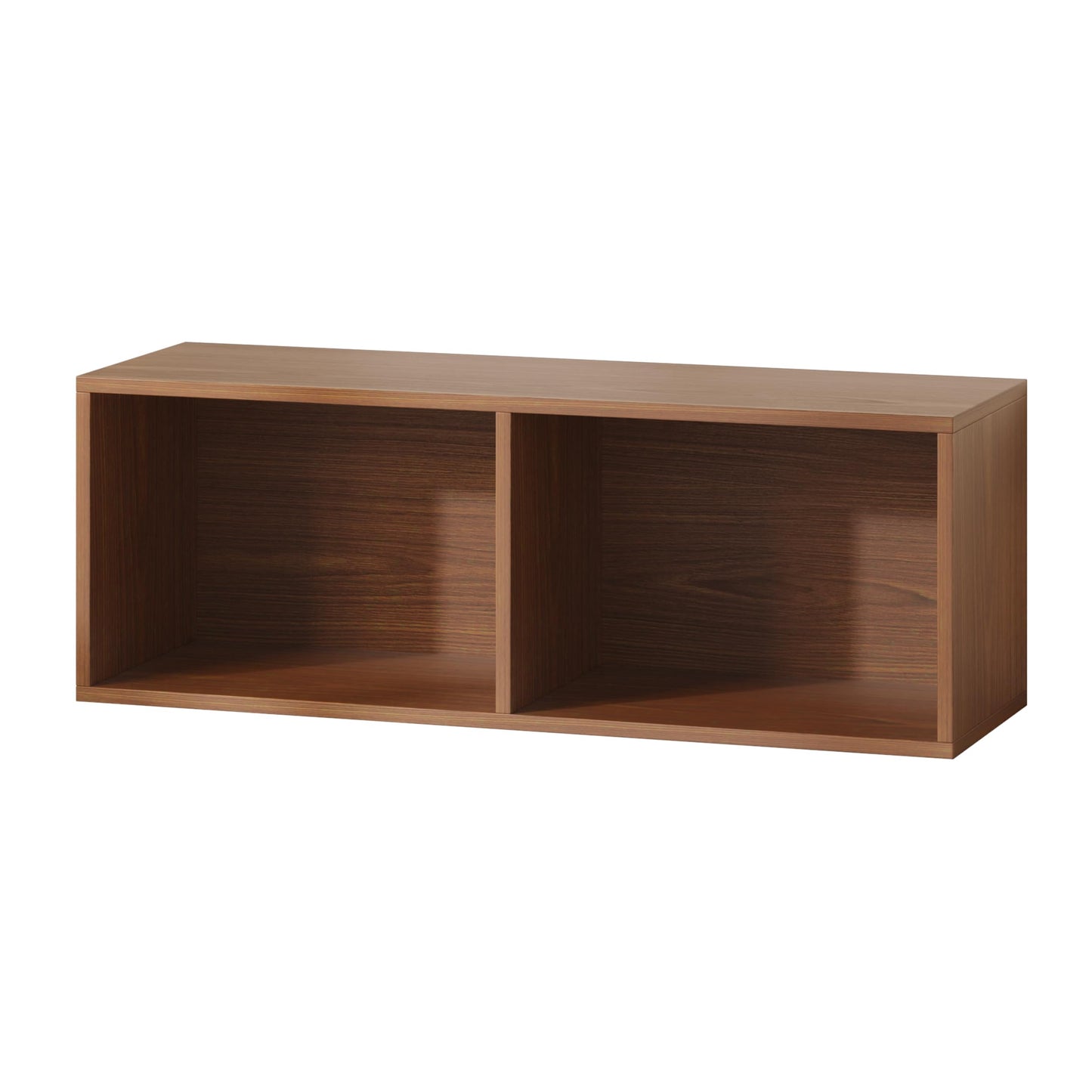 IOTXY DIY Modular Cube Bookcase - CubeXY Customizable Stackable Expandable Basic Shelving Units, 2-Cube Wooden Open Bookshelf for Miscellaneous Storage Organizer, Walnut
