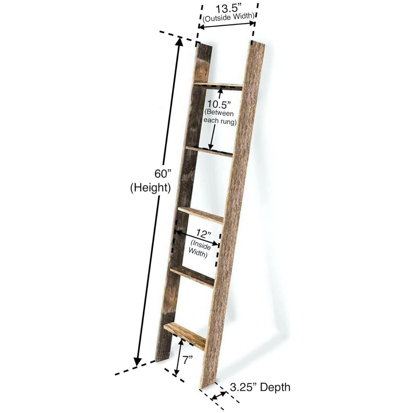 BarnwoodUSA Reclaimed Wood Bookcase Ladder (5 Foot, Turquoise)