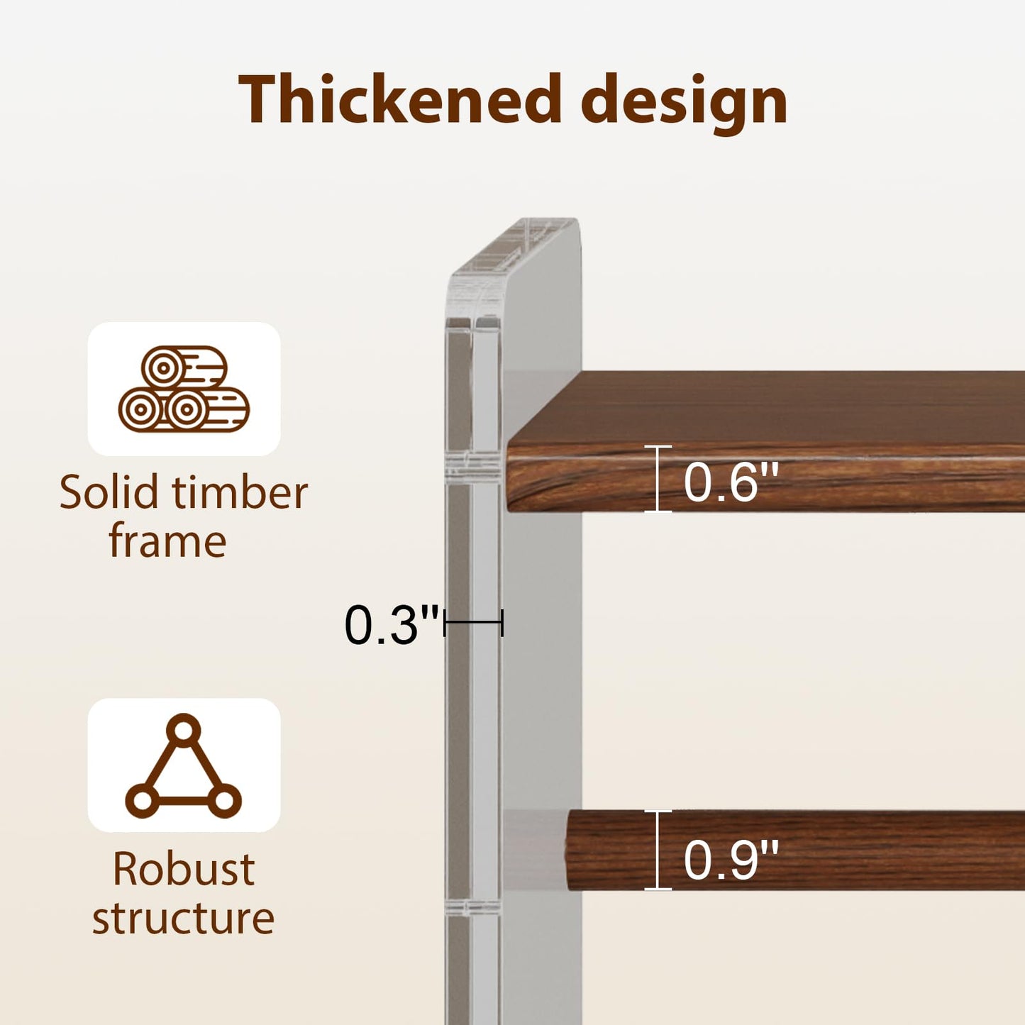 YQJJGL Shoe Rack, 4-Tier Slanted Shoe Shelf with Wooden Top Panel, Solid Wood and Acrylic Shoe Organizer Rack, Shoe Storage Rack Ideal for Entryway, Bedroom, Closet and Living Room (Walnut 19.5" W)