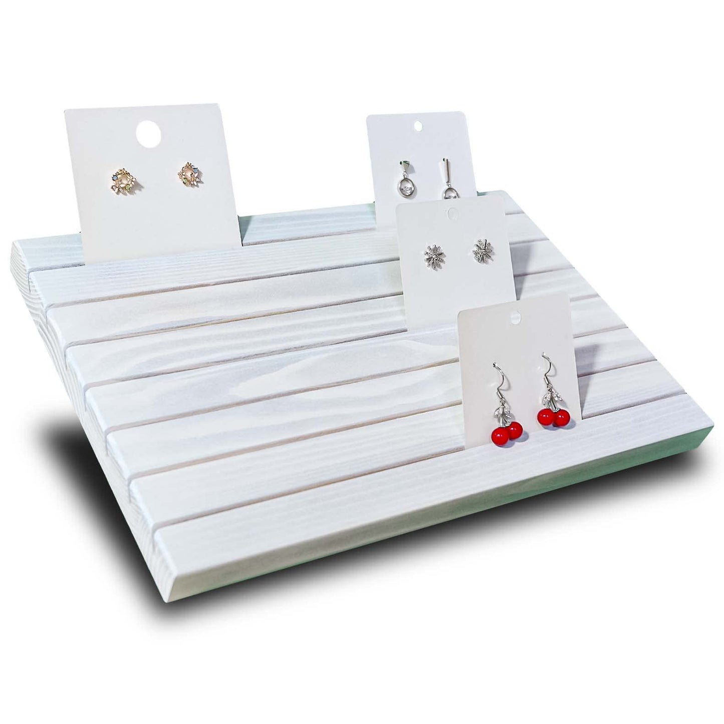 LUBANHAND Wooden Portable Earring Card Display stand For Vendors White