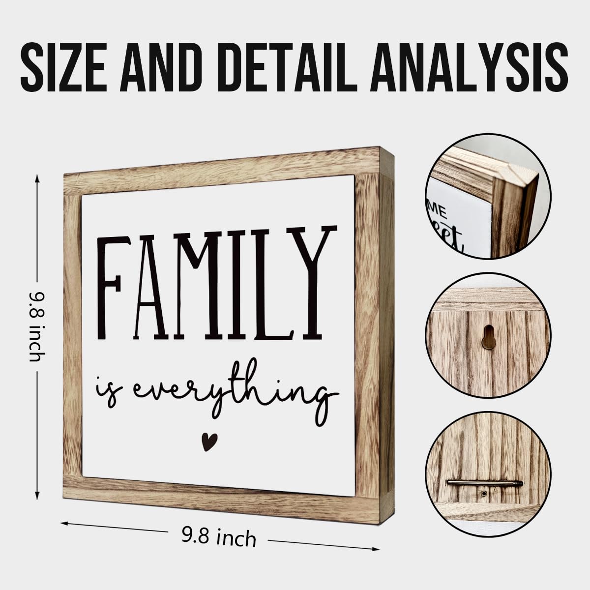 Farmhouse Home Decor, Living Room Decor for Shelf, Home decoration Accent, Rustic Tabletop Decoration, Inspirational Family Signs, Wooden Plaques Box Signs, Family is Everything Sign 9.8 * 9.8 Inch