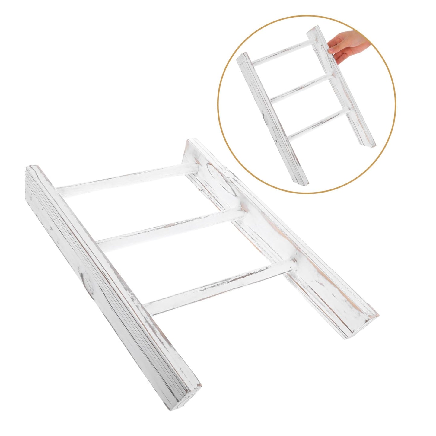 VALICLUD Mini Ladder Towel Rack Small Farmhouse Tea Towel Holder Space Saving Rustic Bathroom Wall Decor for Compact Kitchens and Bathrooms White