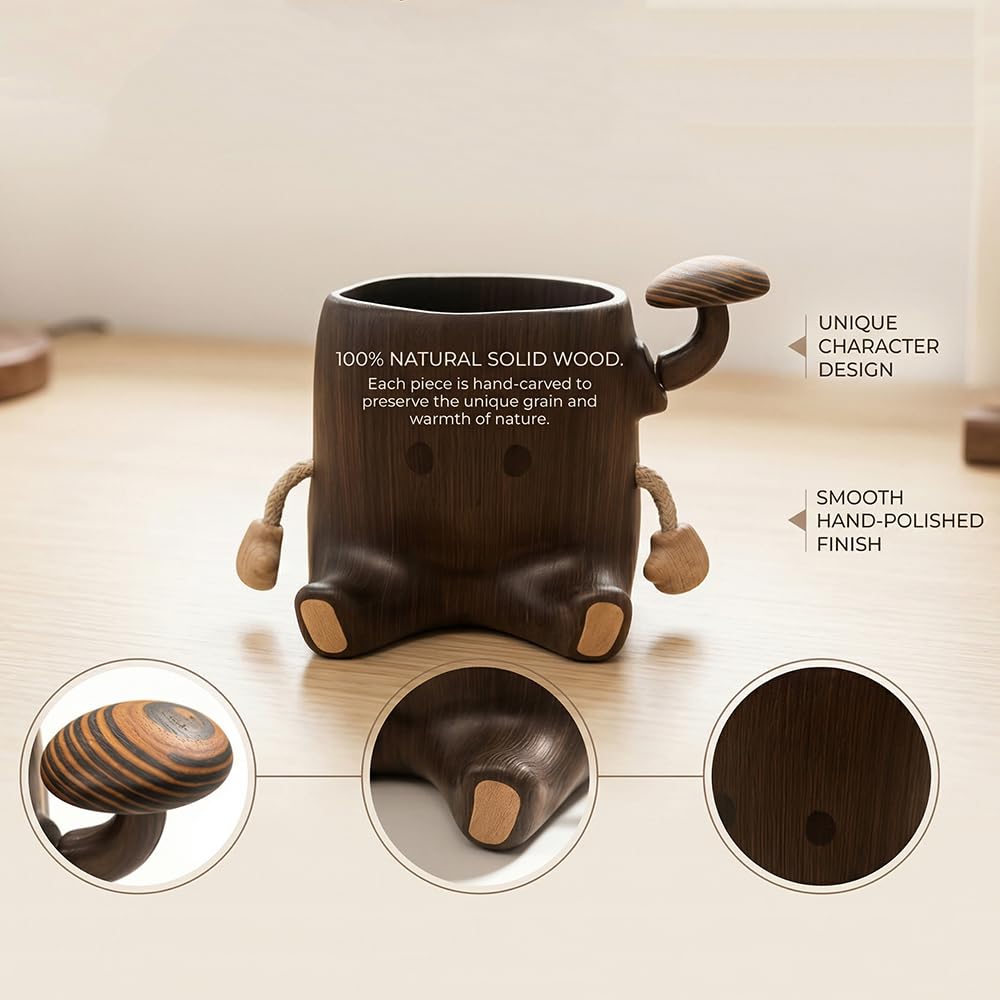 Wood2Play Handmade Stump Pen Holder, Wooden Desk Organizer, Stationery Box, Wood Pen Cup, Desktop Decor Gift, Office School Supplies Storage