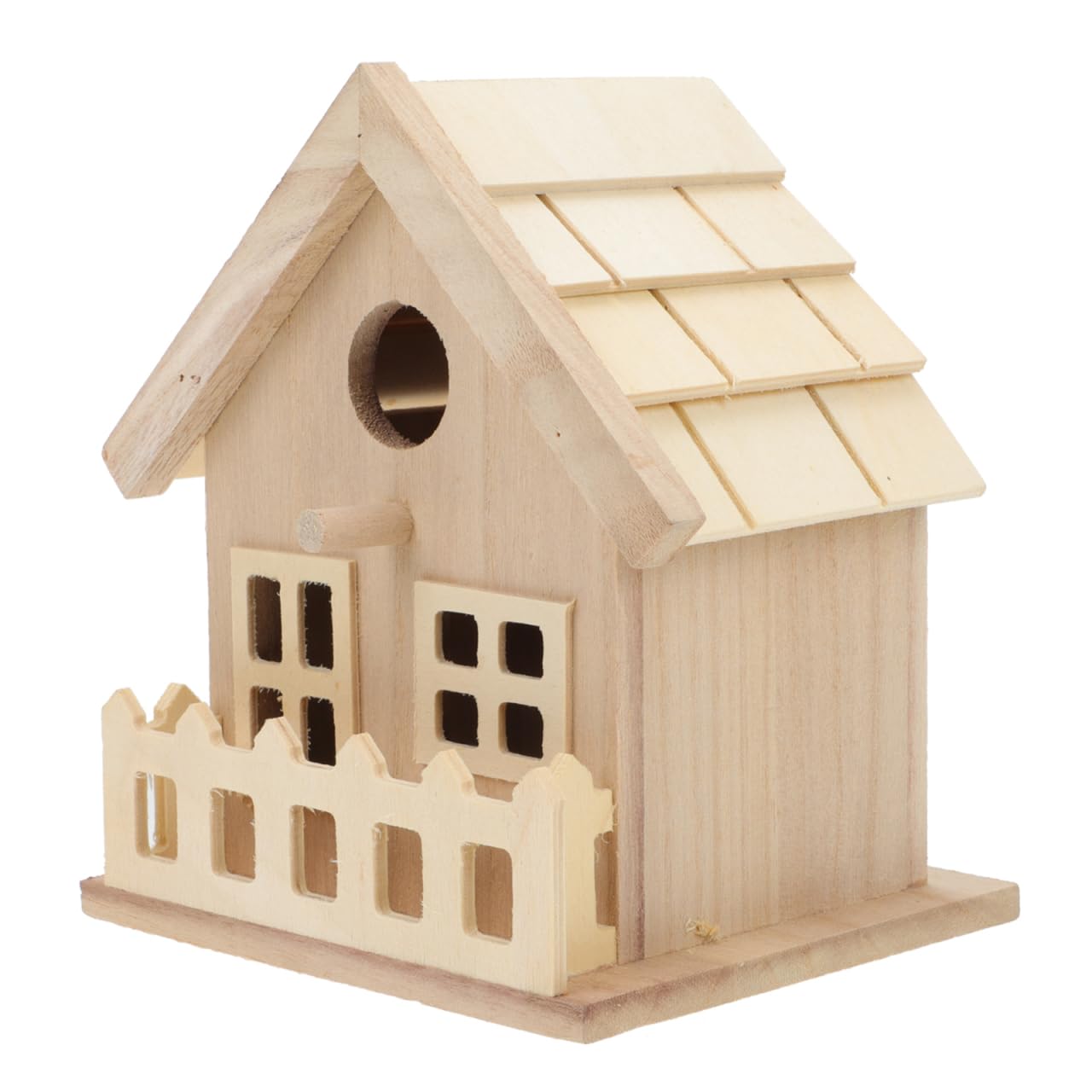 Toddmomy Wooden Bird House Outdoor Small Bird Nest Hanging Feeder Home Garden Decoration 7.08X5.51X5.11 Inch Natural Wood