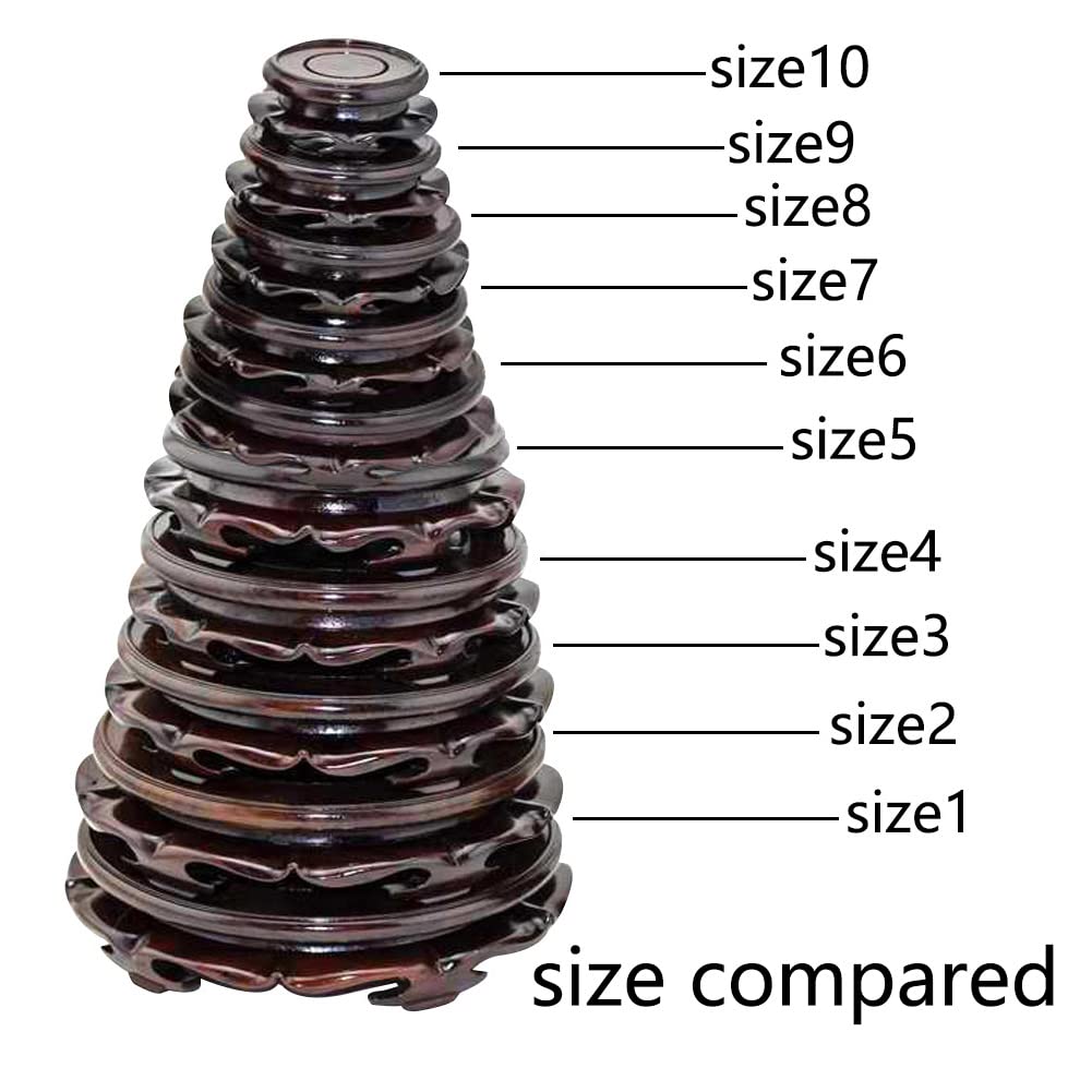 EIGXIANHAI Oriental Furniture Wooden Display Stand Base Lotus Pedestal Vase Base Table Lamp Teapot Base Black Catalpa Furniture Stable Home Decoration Size5 (4.80x1.78in)