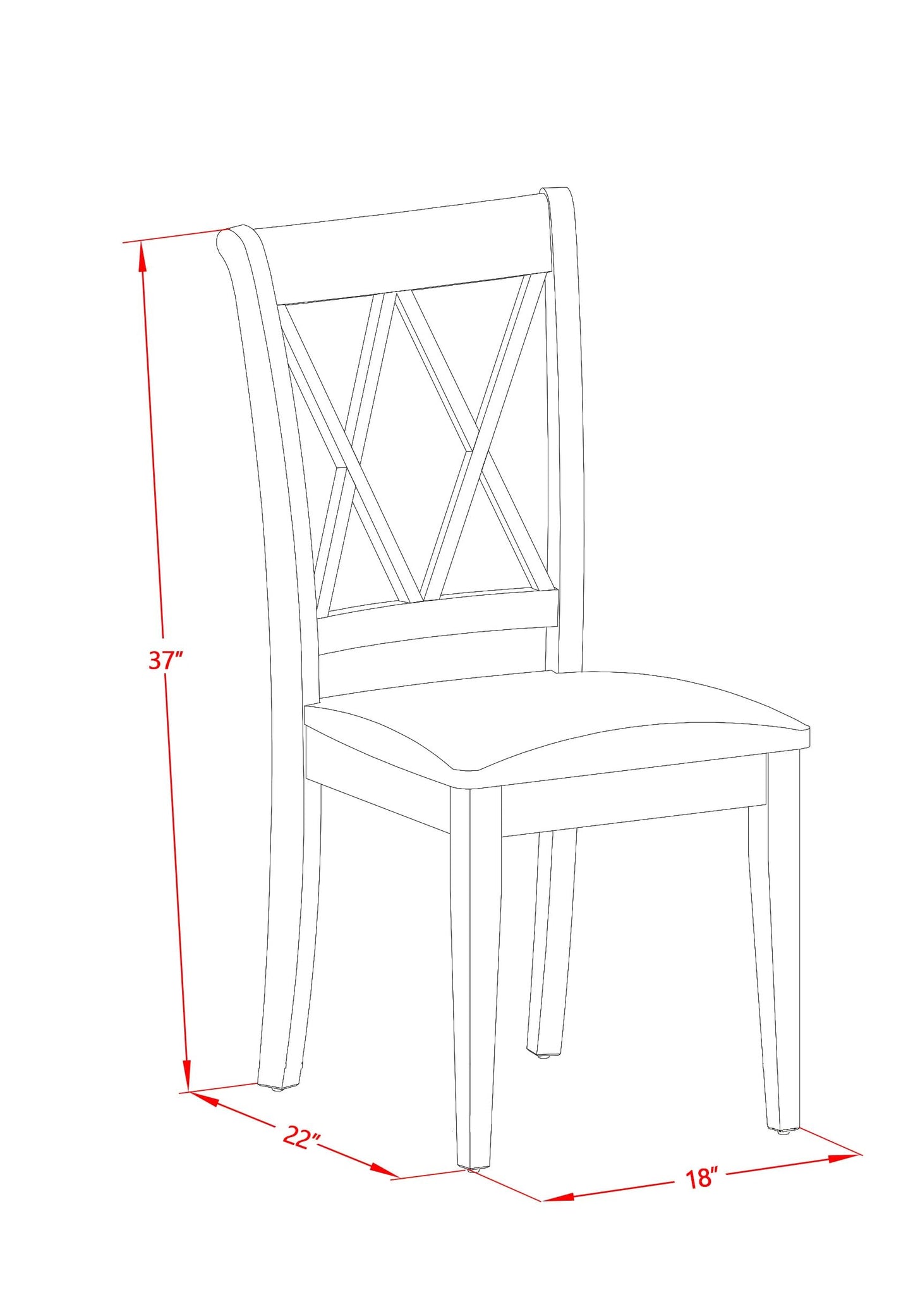 East West Furniture CLC-LWH-W Clarksville Dining Room Chairs - Double Cross Back Wood Seat Chairs, Set of 2, Linen White