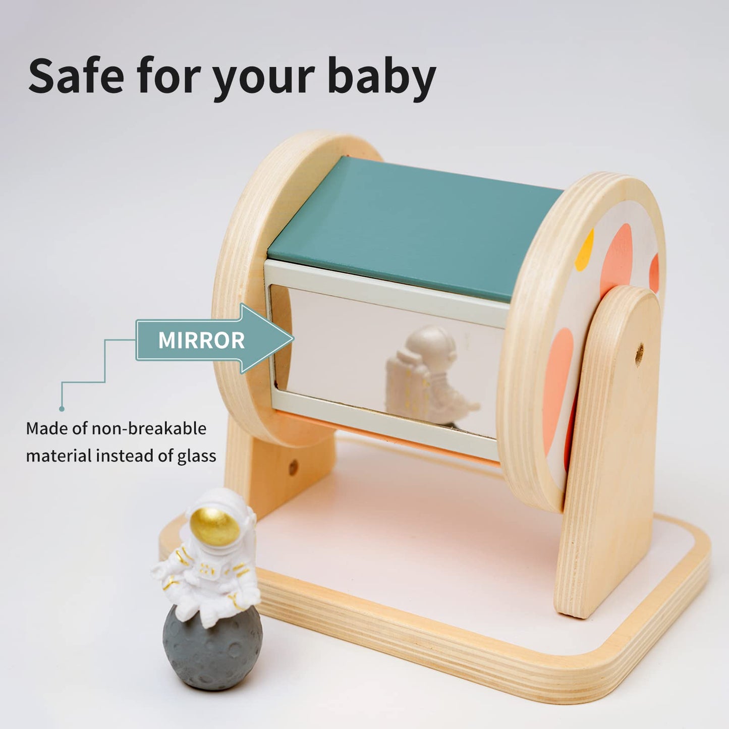 Twefex Montessori Spinning Drum, Montessori Toys for Babies 6-12 Months, Montisory Baby Toys for 1 Year Old Infant, Wooden Toy for Baby