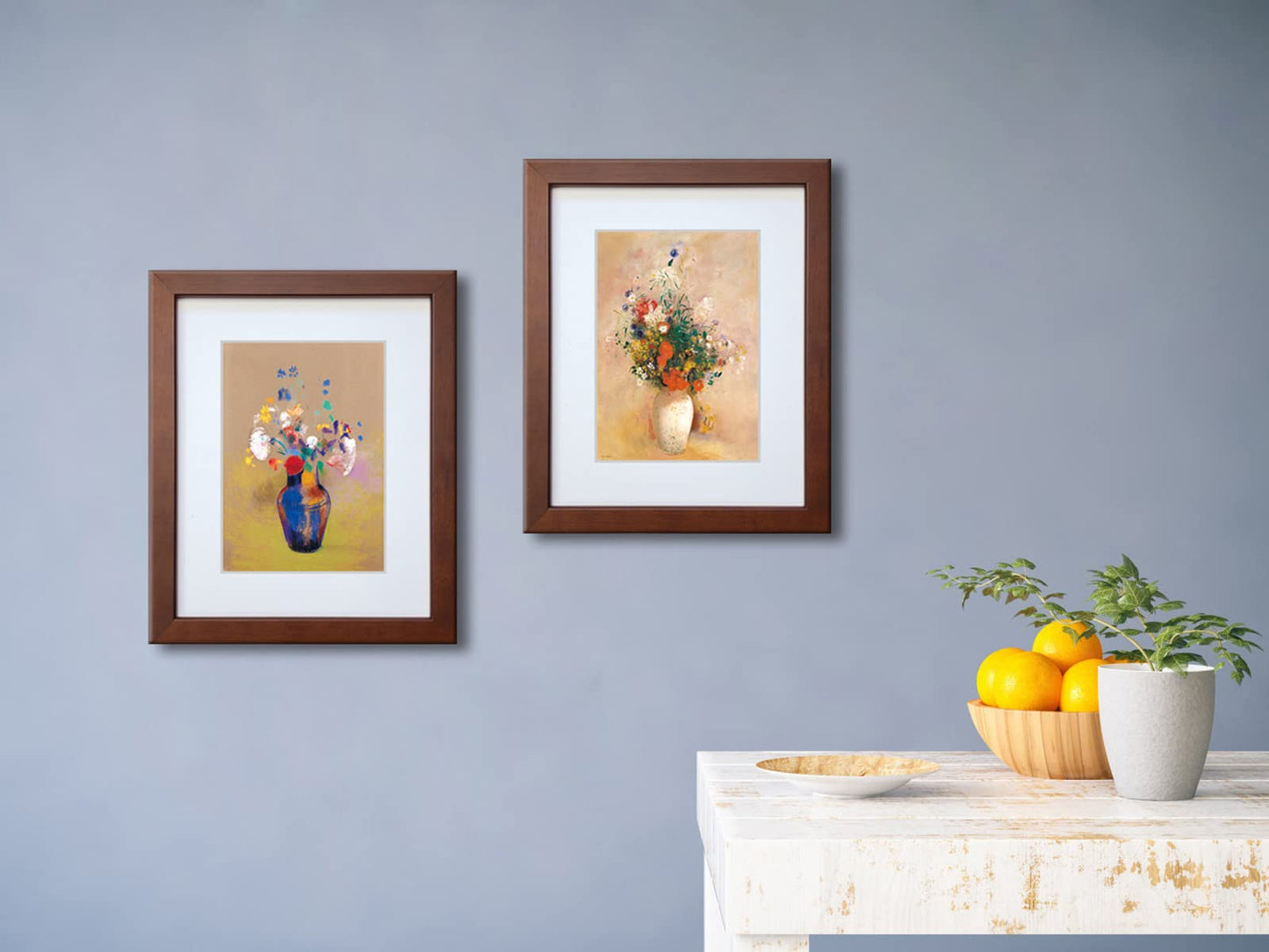 DEKWINN 11x14 Picture Frame Set of 2 Made of Solid Wood with Real Glass for Pictures 8x10 with Mat or 11x14 Without Mat, Wall Mount or Tabletop Gallery Photo Frames, Brown