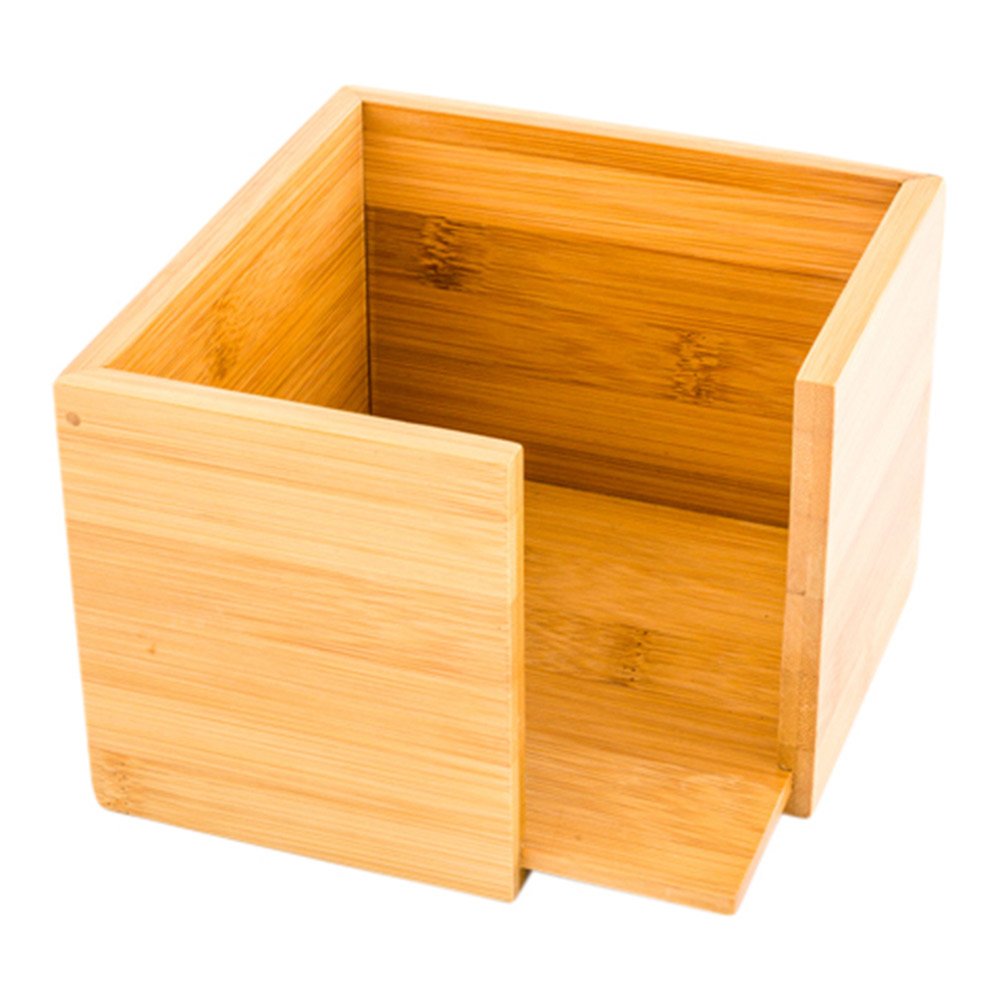 Restaurantware Bamboo Cocktail Napkin Holder Wooden Napkin Holder - Natural Color - 5 Inches - Square Cocktail Napkin Dispenser - 5.3" x 5.3" - 1ct Box