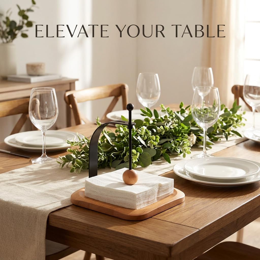 Celestree Napkin Holder for Table, Wood Napkin Holders for Paper Napkins, Cocktail Napkin Holder, Suitable for Kitchen, Restaurant, Bar, Office, Parties, Home Décor, Hotel, Cafe (Beech Wood)