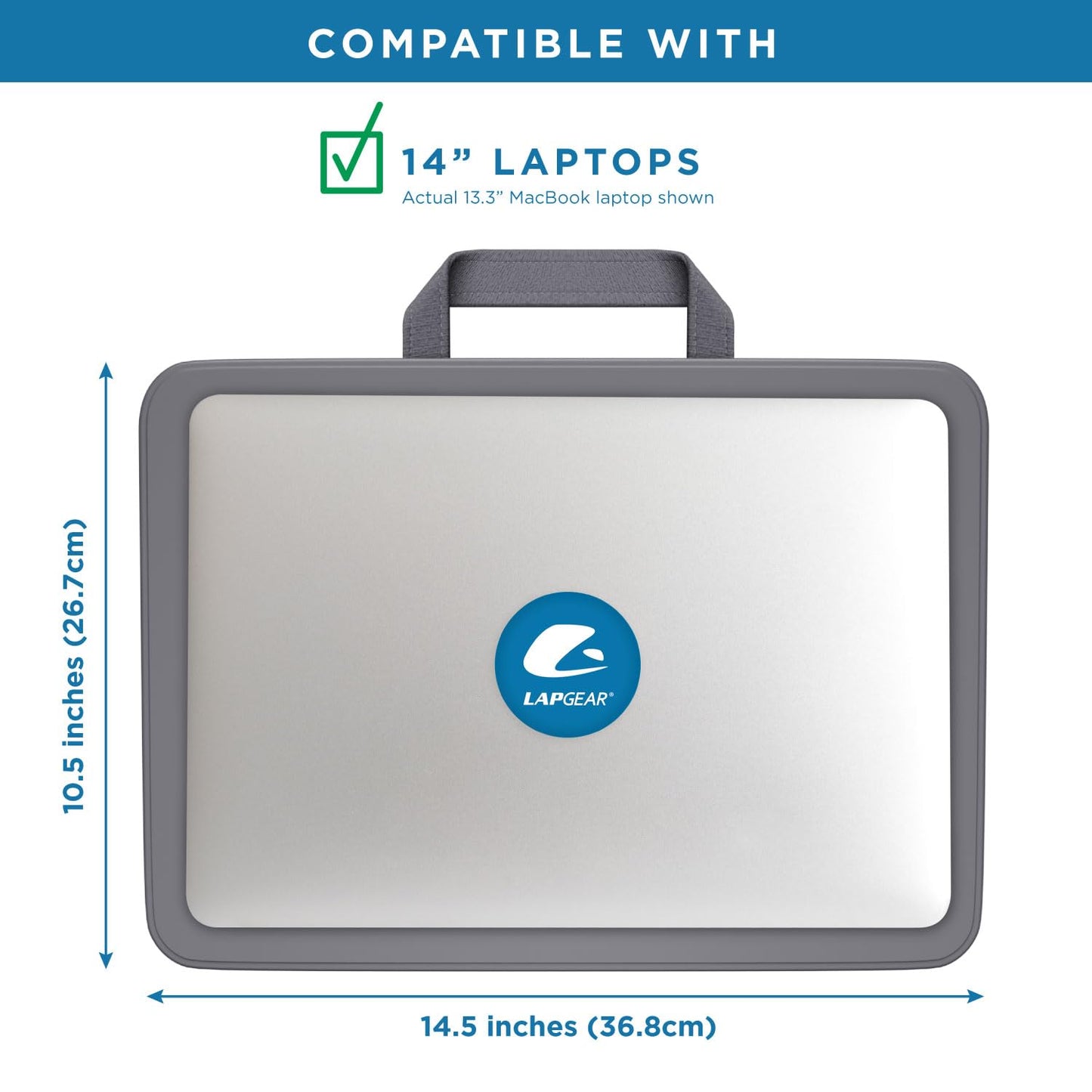 LAPGEAR Compact Lap Desk – Fits Up to 14″ Laptops – Charcoal – Style No. 43105