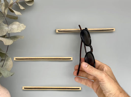 MOUGIGI 3PCS Wooden Sunglass Holder for Wall - Eyeglass Holder for Home, Wall-Mounted Sunglass Rack Stand - Keep your Reading Glasses, and Sunnies Organized and within Reach