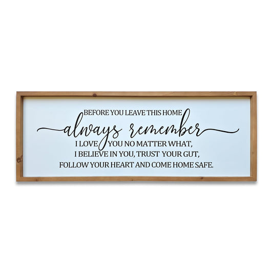 Before You Leave This Home Sign, Wall Art for Love Decor Wooden Wall Decor Above Front Door Entryway, Family Love Quotes Art Decorations Framed Wood- 32'X12'