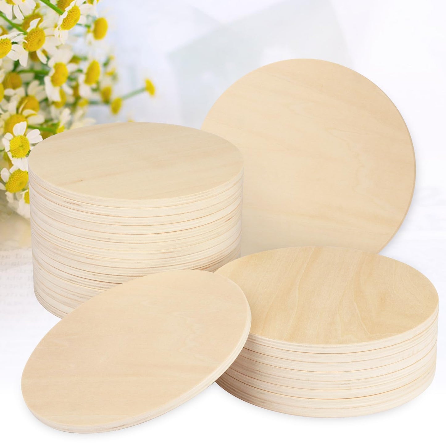 14 PCS 12 Inch Unfinished Wood Circles, Thickness 6 mm, Wooden Rounds for Crafts, Wood Discs for DIY Painting Decorations, Weddings and Parties,GNIEMCKIN