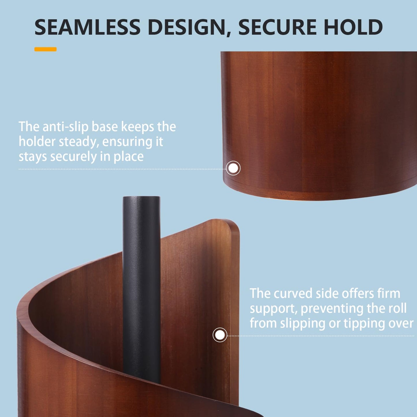 Paper Towel Holder Countertop with Wood Round Base and Iron Holder,Holds Mega Roll,Holder Stand for Kitchen Roll Organize,Wooden Paper Towel Holder for Kitchen Dining Table Home Decor