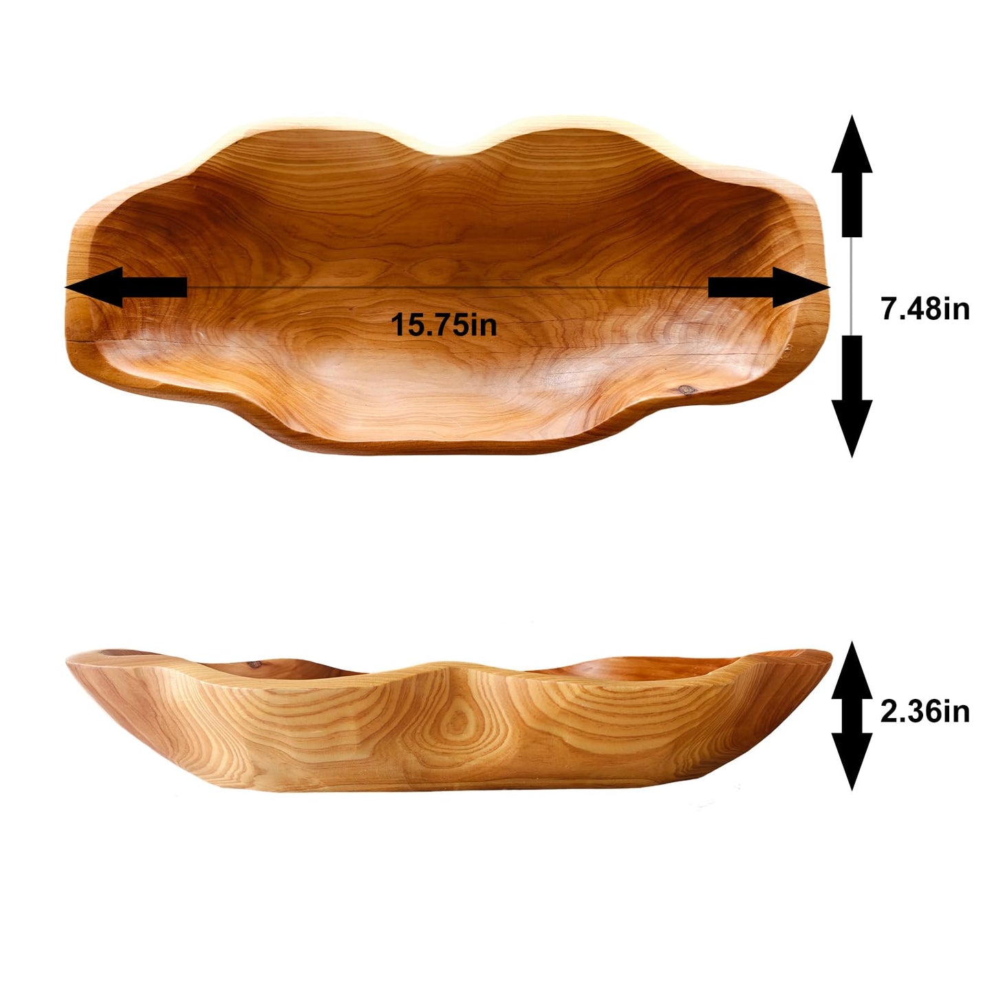 ZOY&TORA Large Handmade Decorative Wooden Dough Bowl, Natural Wood Grain Finish,Kitchen Coffee Dining Table Centerpiece Decor Tray,Farmhouse Style,driftwood bowls