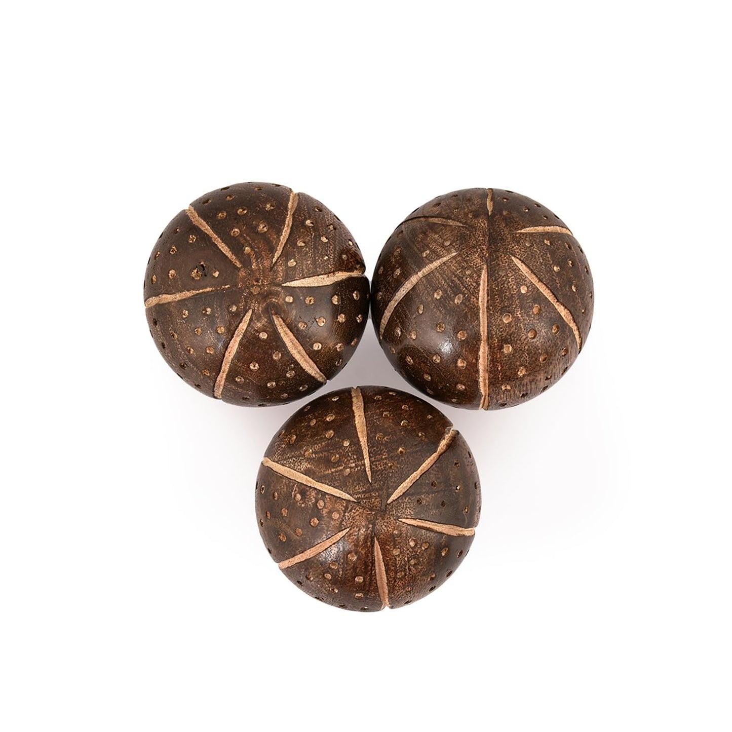 Kaizen Casa Decorative Balls Mango Wood Set of 3 for Home Decor Modern Decorative Balls for Living Room, Bedroom (3" x 3" x 3"), (Set of 3)