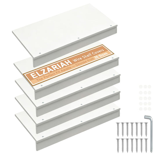 Wire Shelf Covers, 5Pcs Wire Rack Covers for Pantry, Wood Pantry Shelf Cover for Wire Shelving Closet Kitchen Bathroom, White, 28" Wx16 Dx2.5 H