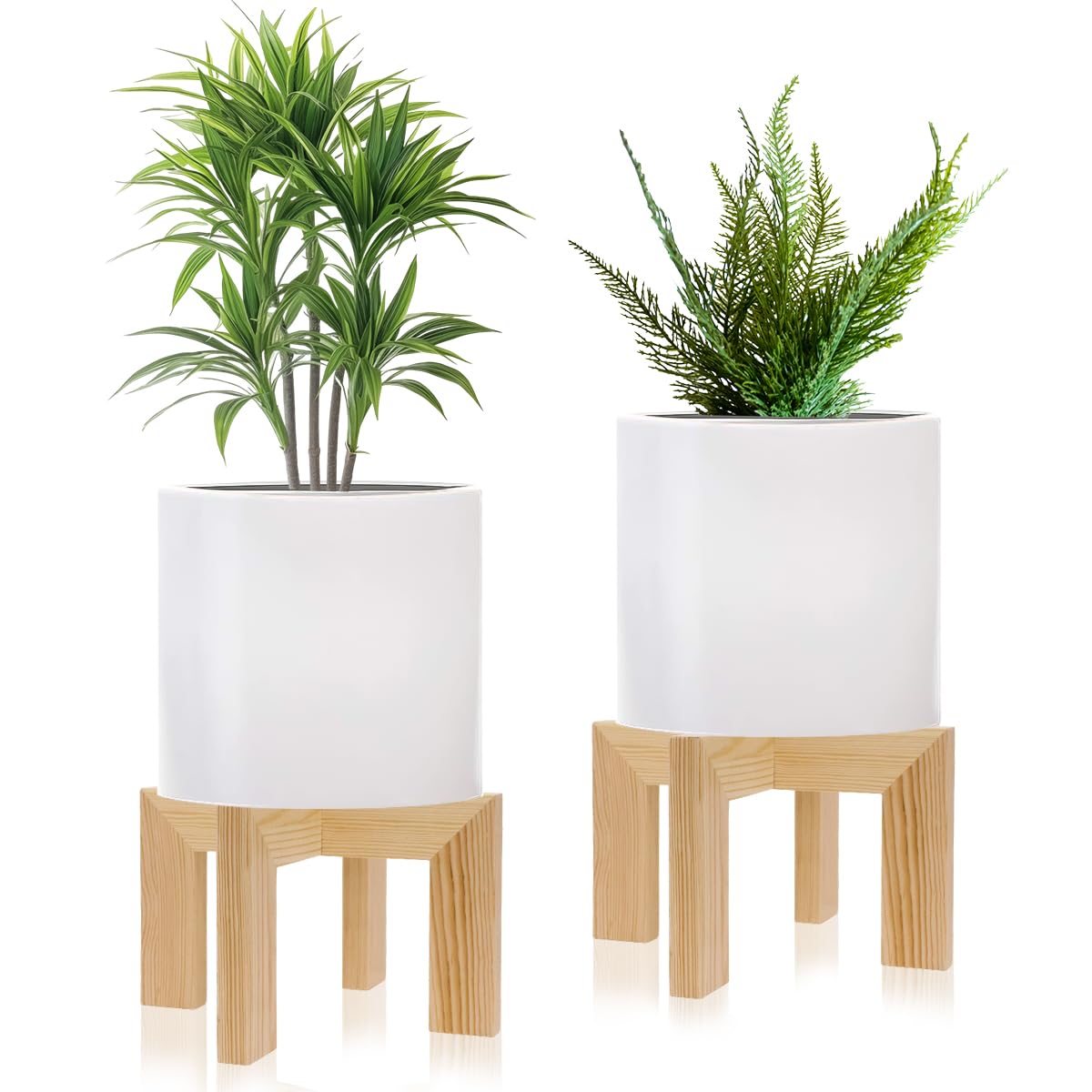 2 Pack Wood Plant Stand Indoor Holders for Plants, Sturdy Flower Pot Stands Plants Shelf, Wooden Stool for Patio Plant Stand, Fit 5-18 Inch Variety Flower Pots, Easily Assemble (2 Pack-White)