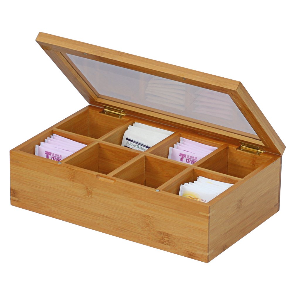 Oceanstar - TB1323 Bamboo Tea Box,12 Inch,Natural,(Pack of 6)