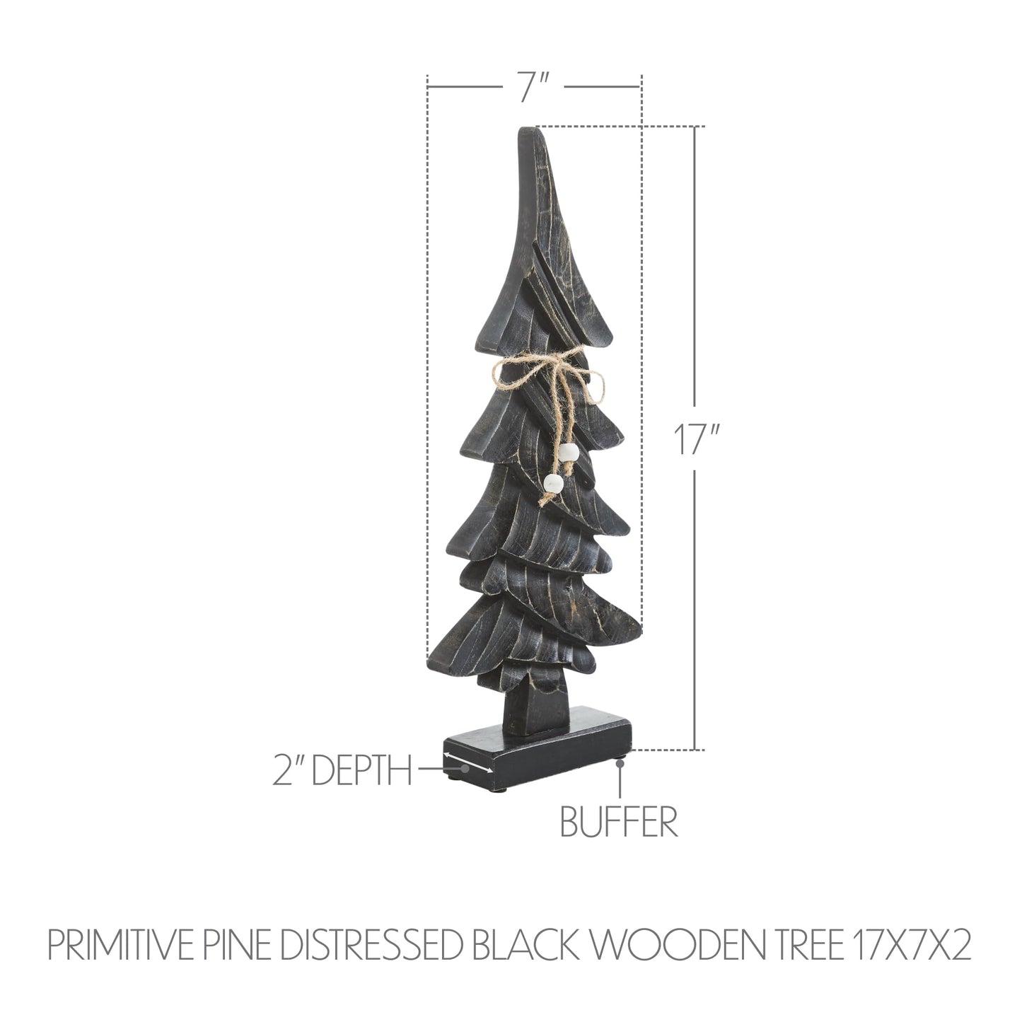 VHC Brands Primitive Pine Distressed Black Wooden Tree 17x7x2