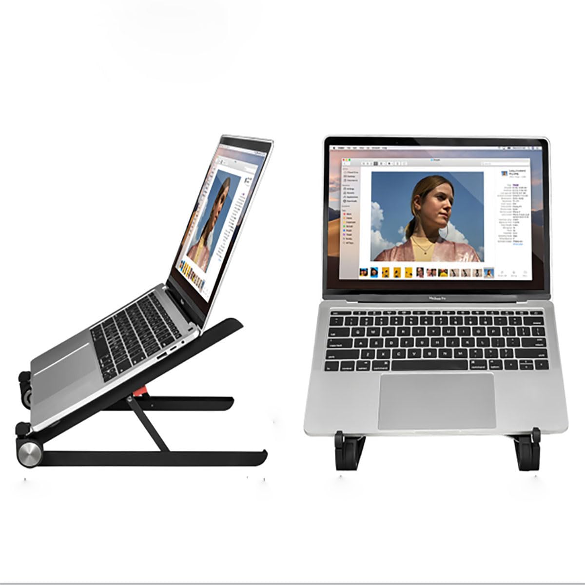 Adjustable Laptop Stand for Desk, Portable Notebook Riser Fits 12 13 14 15 16 17 18 Inch Gaming Laptops & All Computers, Reinforced Nylon+304 Stainless Steel+Silicone, Ergonomic Desktop Stand Holder
