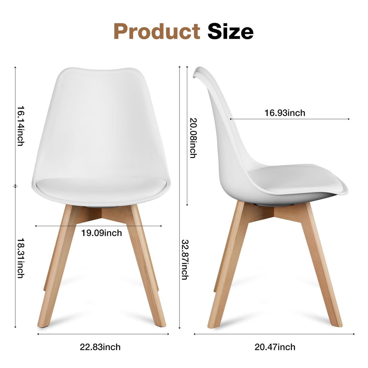 OLIXIS Dining Chairs Set of 4, PU Leather Upholstered Kitchen Chairs with Solid Wood Legs, Mid Century Modern Accent Chair for Living Room, Bedroom, Patio, White