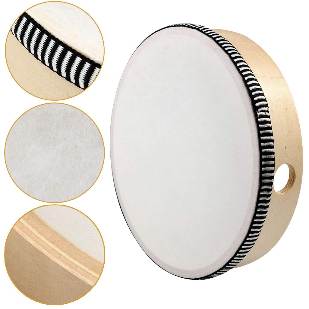 Nydotd 2-Piece Hand Drum Set - 10 Inch & 8 Inch Wooden Frame Drum Percussion Instruments with 2 Drum Beatters for Adult Leisure & Festive Musical Performances