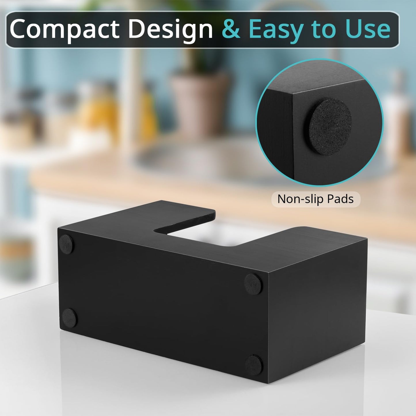 2-Pack Paper Towel Dispenser Countertop, Wooden Bathroom Paper Towel Holder, Black Napkin Holder for Kitchen, Countertop Multifold C-Fold, Z-Fold, Trifold Paper Hand Towel Dispenser for Toilet
