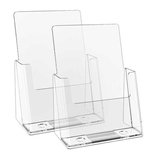 zavekia 2 Pack 6'' x 9'' Acrylic Brochure Holder,wide brochure leaflet booklet literature flyer catalog magazine. (6 x 9 in/ 2 Pack)