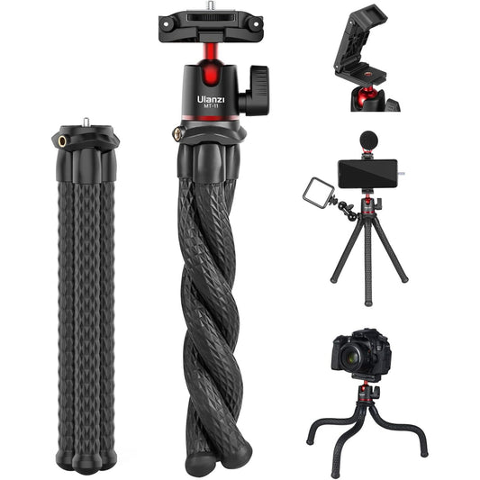 ULANZI Camera Tripod, Mini Flexible Stand w Hidden Phone Holder w Cold Shoe Mount, 1/4'' Screw f Magic Arm, Universal f iPhone 17 16 15 14 Pro Max XS Max Canon Nikon Sony DJ Pocket 4/3 Cameras