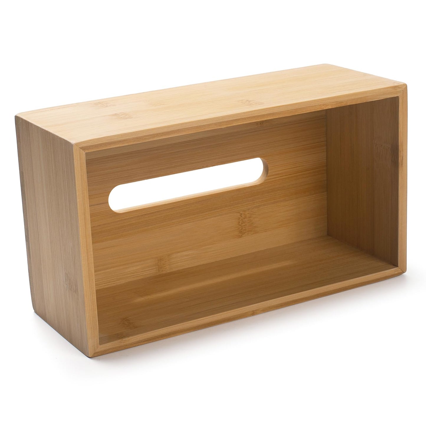 Bamboo Tissue Box Cover, Rectangular Wood Tissue Box Holder, Wooden Facial Paper Holder for Bathroom, Bedroom, Dinner Table, Office (1 Pack, 9.8 x 5.5 x 3.7 inch)
