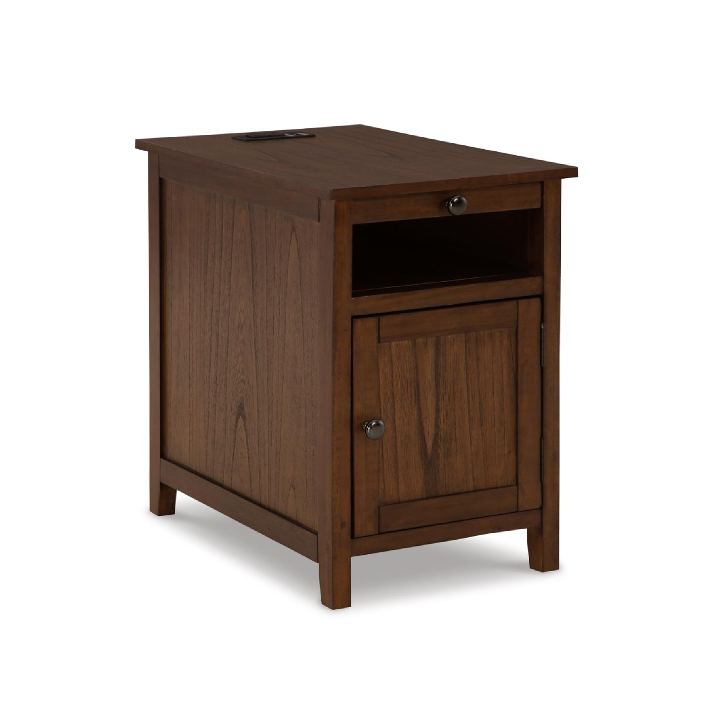 Signature Design by Ashley Treytown Chairside End Table, Built-in Charging Station, Narrow Side Table for Small Spaces, Brown