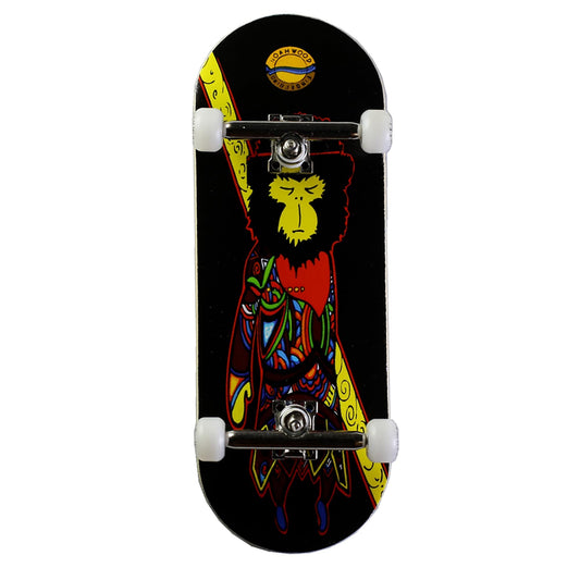 NOAHWOOD Fingerboards (NW9.0 Kickflip Deck 98mmx34mm 5-Layer Maple Wooden Handmade)+(Update NOAHii 34mm Trucks)+(NW iii Logo Handmade Wheels) (Monkey King)