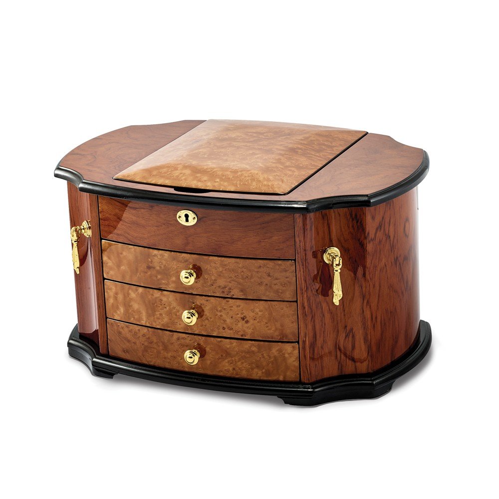 Oak Burl with Natural Mapa Wood Veneer Jewelry Box