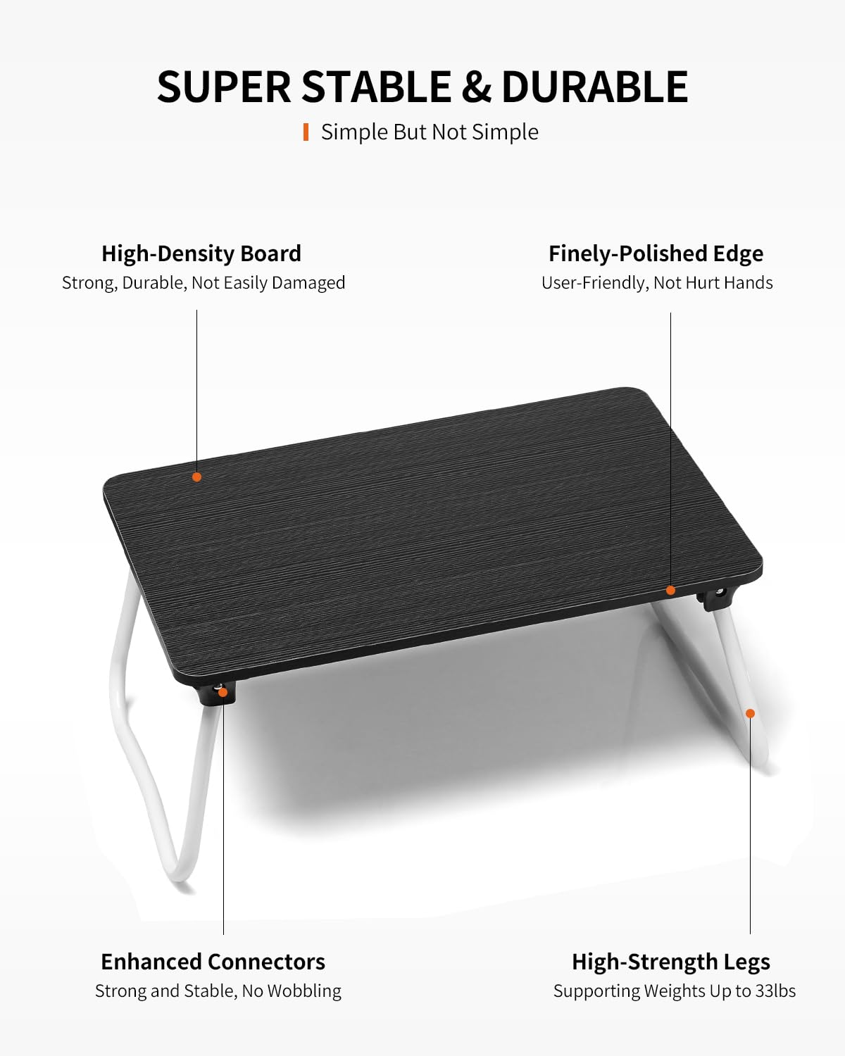 FISYOD Foldable Lap Desk, Laptop Bed Desk, Portable Bed Table, Laptop Stand for Bed & Couch, Lightweight & Mini - Black