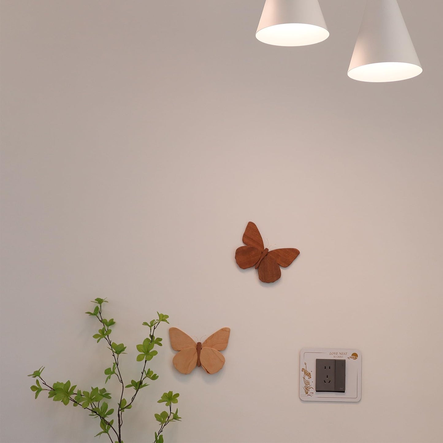 2 Pack Handmade Wooden Butterfly Wall Art Hanging Decor Butterflies Wall Art Hanging Sculpture for Bedroom Bathroom Living Room Butterfly Home Decoration for Kids Baby Nursery Room Decor (Brown)