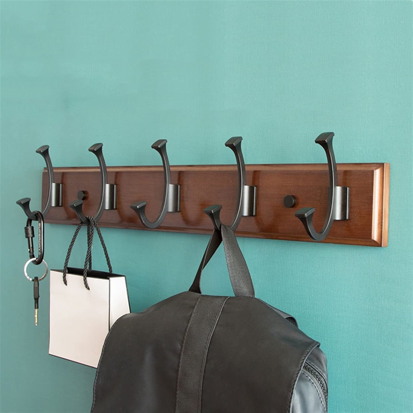 GAORUIFENG Wall Mounted Coat Rack Wall Hanging Coat Rack, Wooden Hook, Coat Hook, Simple Shelf for Entrance, Living Room, Bedroom, Wardrobe, Porch, Kitchen Coat Rack Tree (Color : Brown) (Natural)
