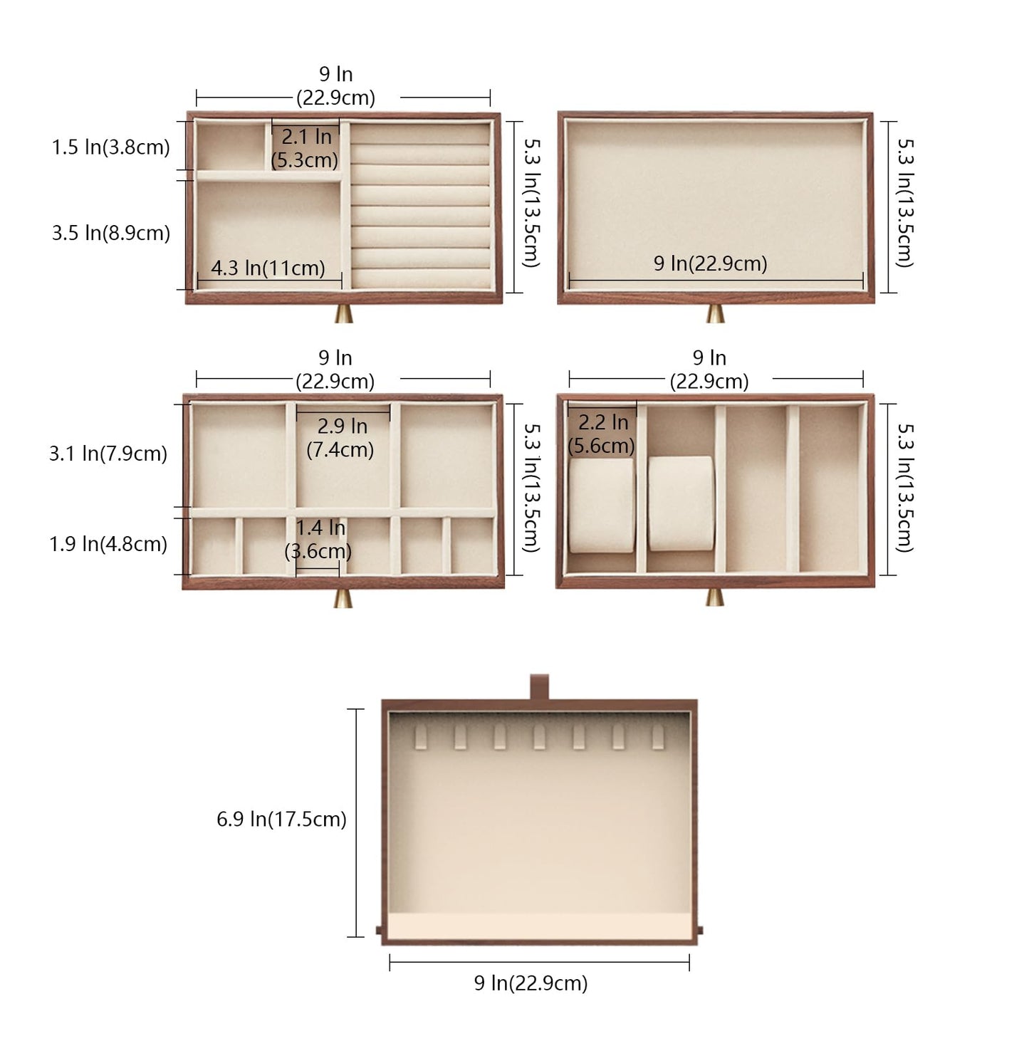 Homruilink Black Walnut Wooden Jewelry Box for Women 4 Layer with Glass Lid and Pull-out Necklace Storage Layer Watch Necklace Ring Earring Storage, Fathers Day Gift