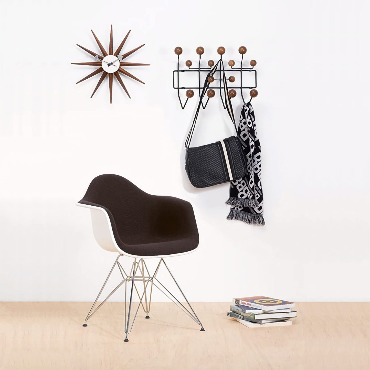 SHISEDECO Classic Hang it All Coat Rack, Mid Century Modern Wall Mounted Hooks with Painted Solid Wooden Balls, Decorative Creative Fashion Wood Hanger for Home, Bedroom (Dark Walnut)