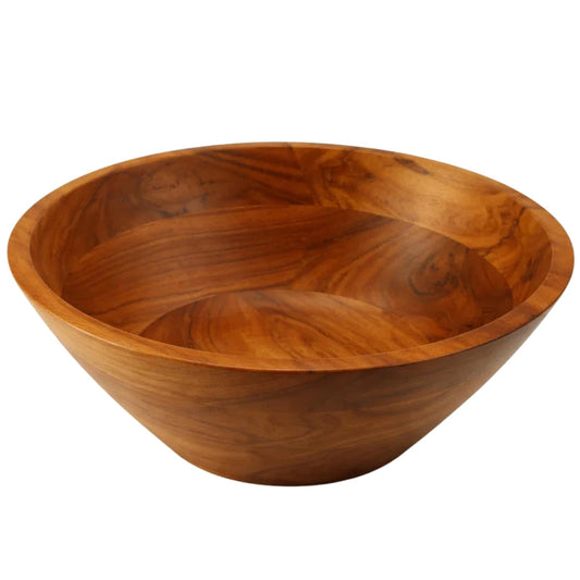 Aurah Acacia Wood Salad Bowl, 9.7" Diameter x 4.2" Height – Medium Wooden Mixing & Serving Bowls for Salad, Pasta and Fruits – Kitchen & Outdoor Dining - Capacity 3.8 Quarts