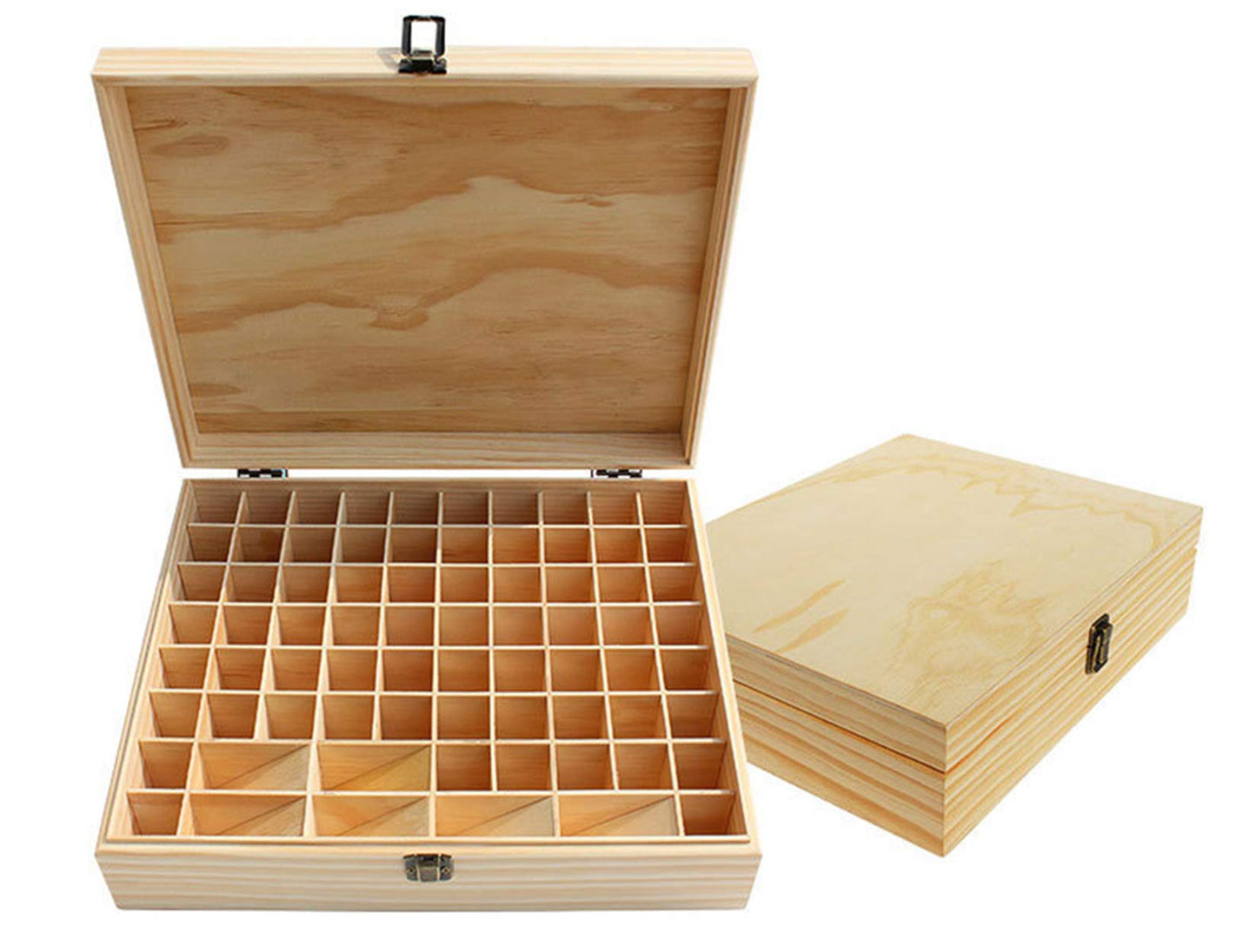 Pure Vie Wooden Essential Oil Storage Box Home Fragrance Carrier Case, Holds 74 Bottle (Fits 5-20ml) - Aromatherapy Organizer Makeup Nail Polish Perfume Container - Keep Your Oil Safe & Space Saver