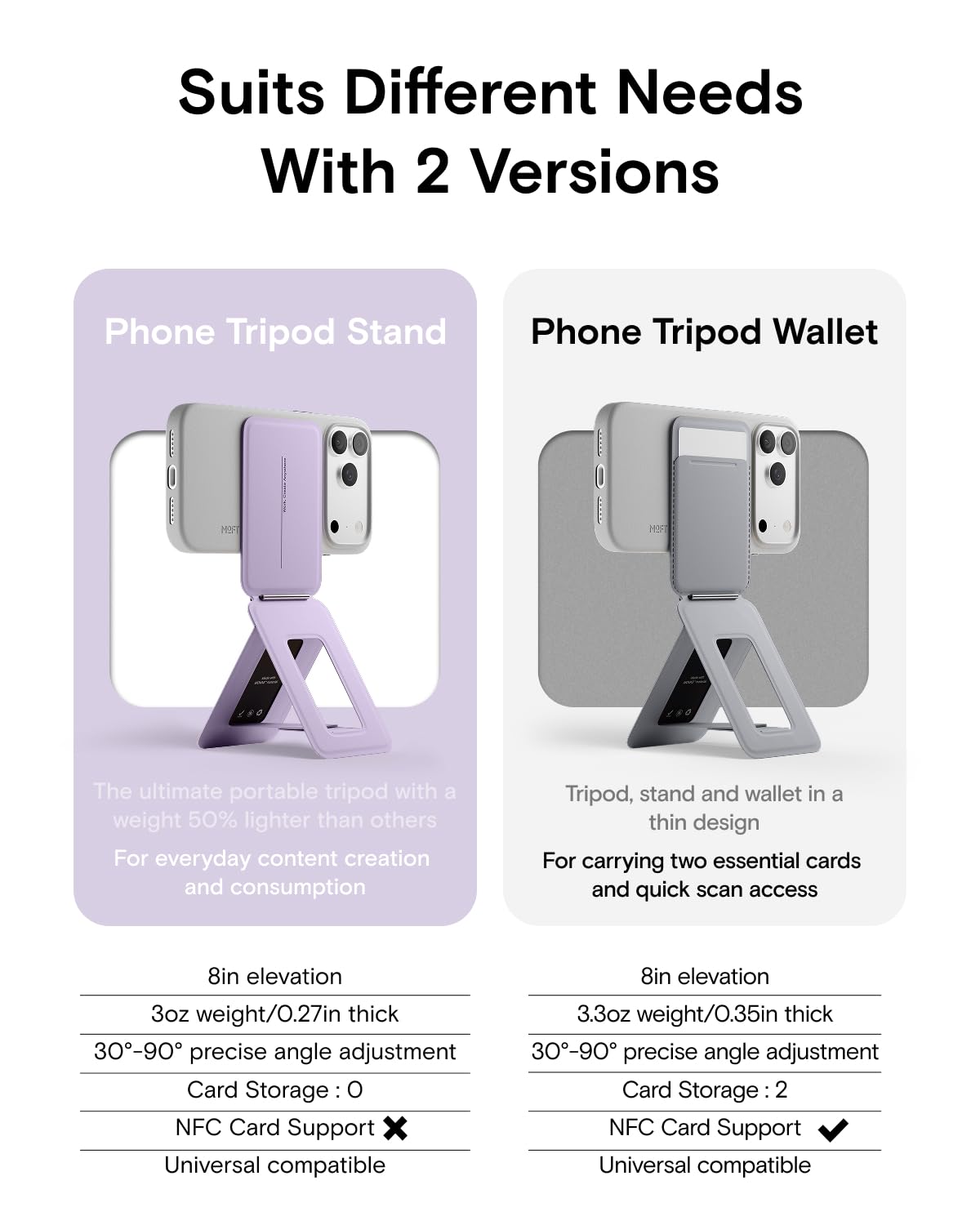 MOFT Phone Tripod Stand Selfie Stick for iPhone, Multi-Angles iPhone Stand, Lightweight & Portable Phone Holder, Strong Magnets, MOVAS Vegan Leather, Travel Essentials, Peony (Without Card Slot)