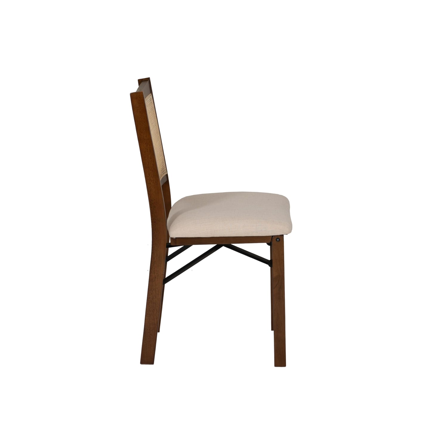 Powell Kasi Brown and Natural Rattan Cane Fully Assembled Foldable Wooden Dining Side Chair
