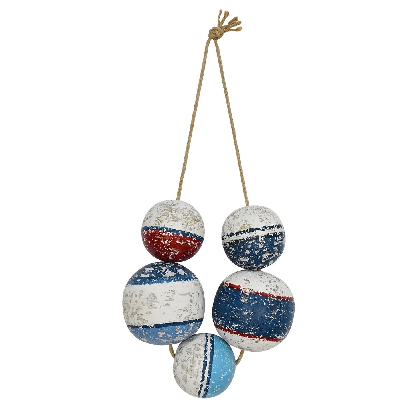 Wood Buoys Nautical Wall Decor for Home, Rustic Decorative Wall Hanging Fishing Floats Wooden Sculpture Distressed Buoys Beach Ornament Ocean Sea Coastal Decor for Bathroom Bedroom Living Room