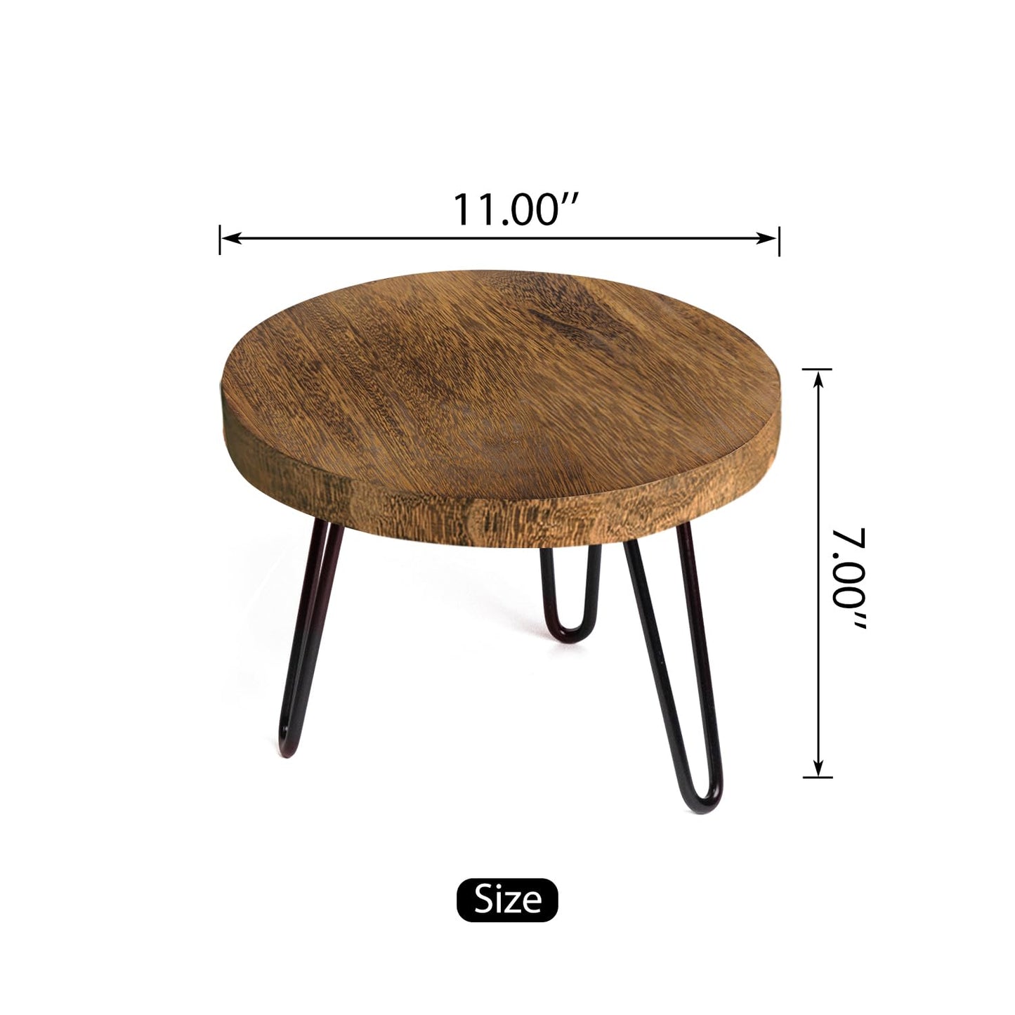OBTAIN Plant Stand Indoor Outdoor Wood Mid Century Plant Stand for Indoor Plants, Modern Plant Table Round Plant Stool, Boho Rustic Wooden Stool for Plant Pot Hol (L)