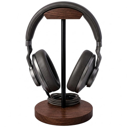 Bliocefo Headphone Holder Stand for Desk, Wood and Metal Headset Hanger Mount Hook Gaming Holder Desktop Earphone Artful Functional Craftsmanship Stand for All Headsets with Solid Wooden Base